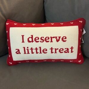 “I Deserve A Little Treat” Needlepoint Pillow — NWT